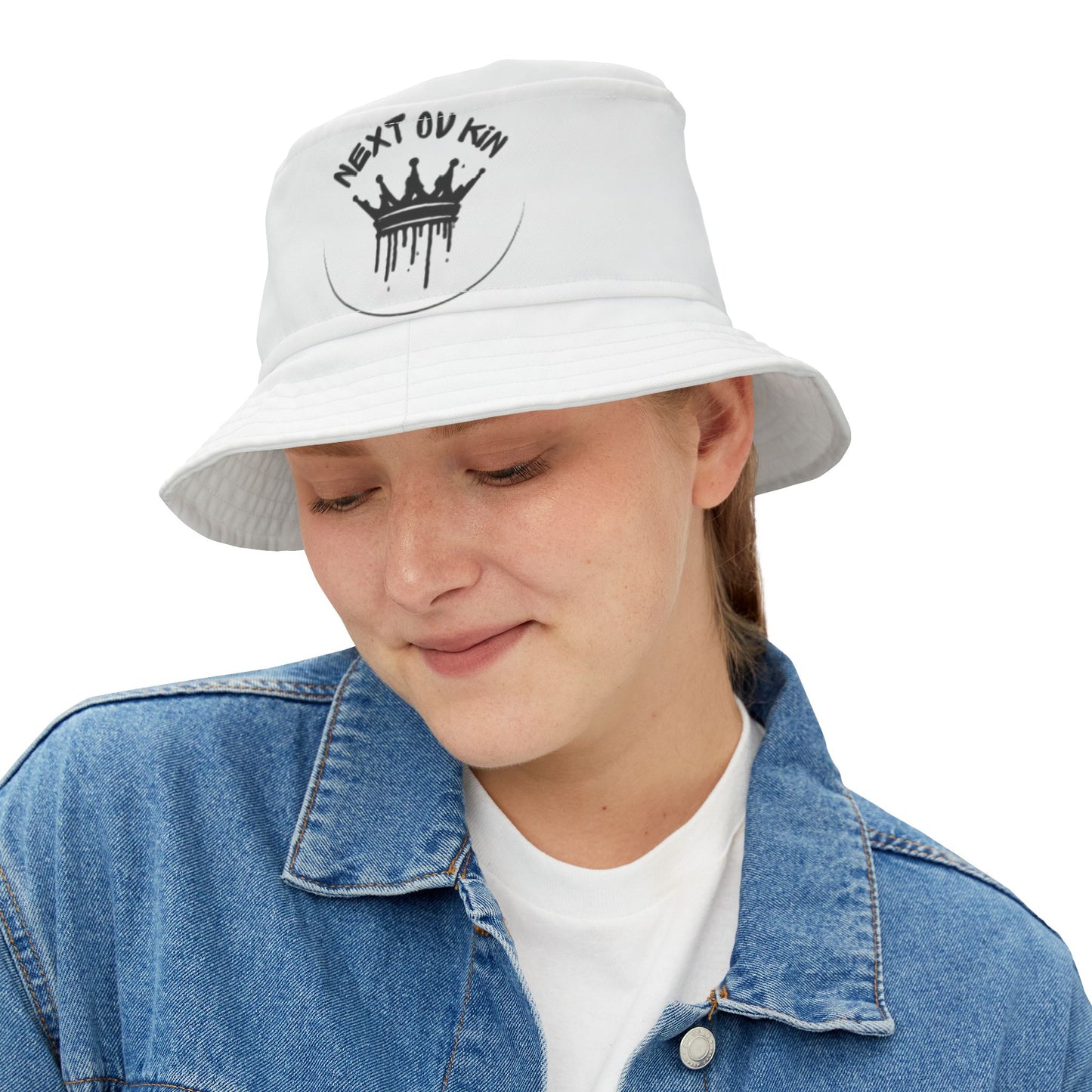 Trendy White Bucket Hat with Dripping Crown Design - Perfect for Festivals and Casual Outings